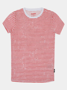 Červeno-biele detské pruhované tričko SAM 73