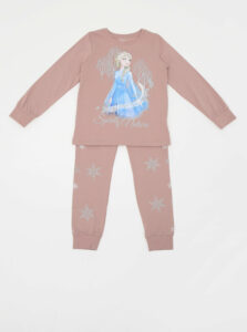 Staroružové dievčenské dvojdielne pyžamo s potlačou name it Frozen Cait