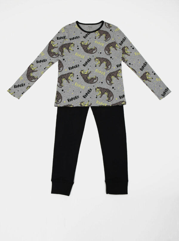 Čierno-šedé chlapčenské vzorované dvojdielne pyžamo name it Night Set