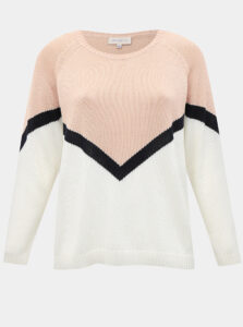 Bielo-ružový sveter ONLY CARMAKOMA Sara