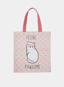 Ružová vzorovaná plátená taška Sass & Belle Cutie Cat