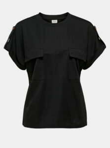 Čierne tričko s vreckami Jacqueline de Yong Lulu