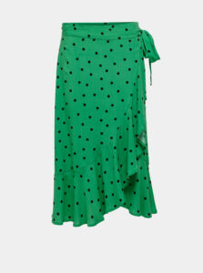 Zelená bodkovaná zavinovacia midi sukňa Jacqueline de Yong Susie