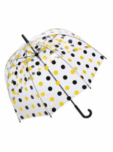 Priehľadný dáždnik s čierno-žltými bodkami Lindy Lou Hannah