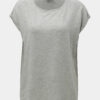 Sivé voľné melírované basic tričko s krátkym rukávom AWARE by VERO MODA Ava