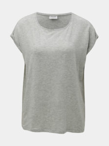 Sivé voľné melírované basic tričko s krátkym rukávom AWARE by VERO MODA Ava