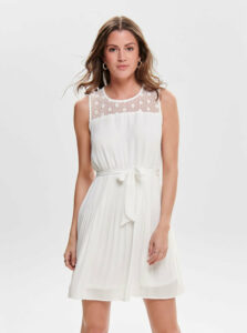 Biele šaty s plisovanou sukňou ONLY Carolina
