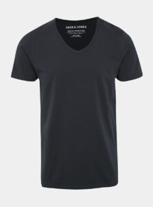 Tmavomodré basic tričko s véčkovým výstrihom Jack & Jones Basic