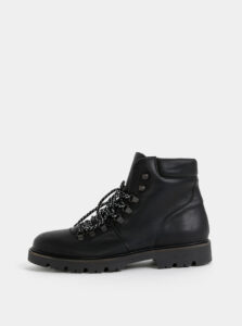 Čierne kožené členkové topánky Selected Homme Saac
