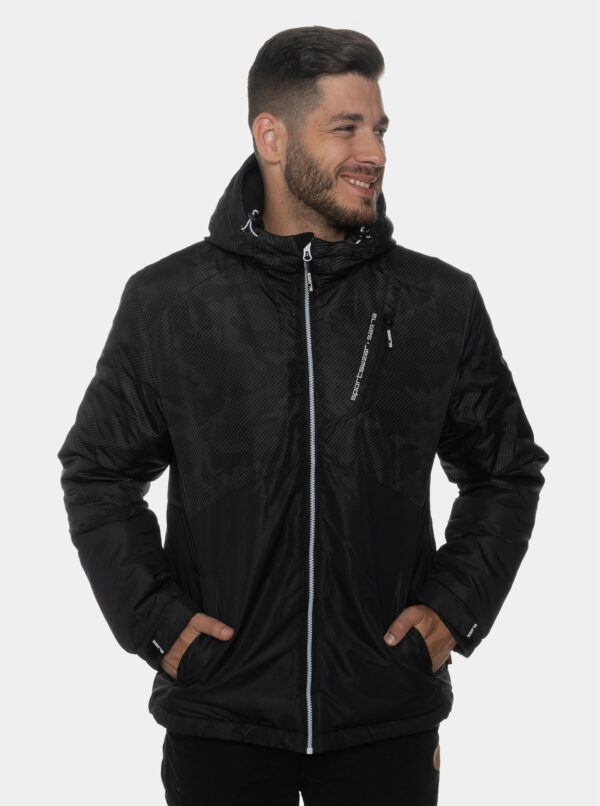 Čierna pánska vzorovaná vodeodolná zimná bunda SAM 73