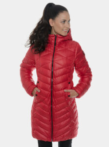 Červený dámsky prešívaný zimný kabát SAM 73