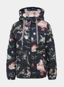Tmavomodrá kvetovaná prešívaná zimná bunda Femi Stories Franta