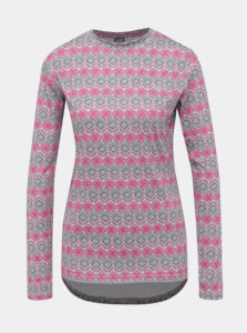 Ružovo-šedé dámske vzorované termo tričko LOAP Parida