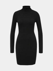 Čierne svetrové šaty s rolákom Miss Selfridge