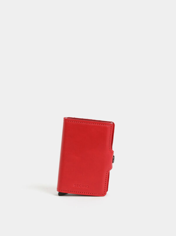 Červená kožená peňaženka s hliníkovými púzdrami Secrid Twinwallet