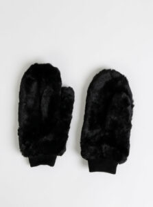 Čierne palčáky z umelej kožušiny ONLY Furry