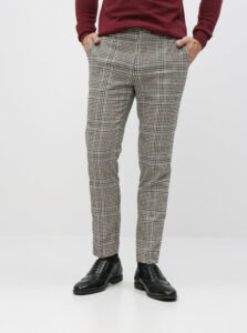 Béžové kockované skinny fit oblekové nohavice Burton Menswear London