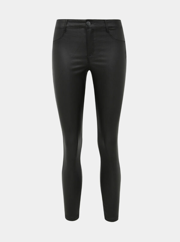 Čierne super skinny fit nohavice s povrchovou úpravou Dorothy Perkins Petite