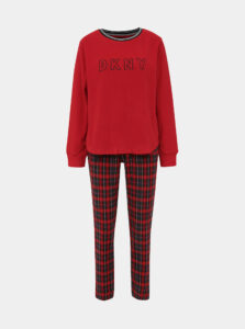 Červené fleecové dvojdielne pyžamo DKNY
