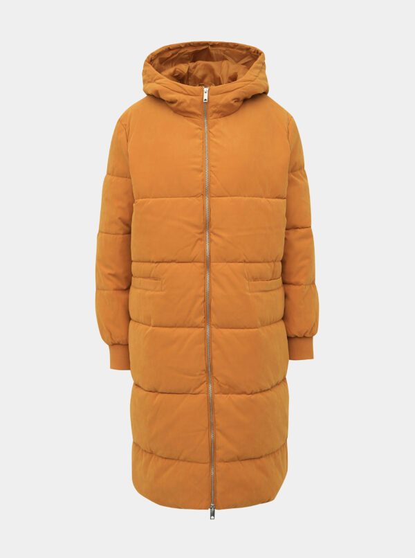 Horčicový zimný prešívaný kabát Jacqueline de Yong Noble