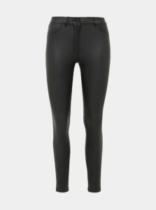 Čierne koženkové skinny fit nohavice M&Co