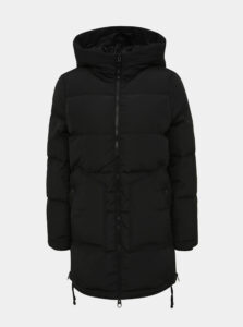 Čierny zimný prešívaný kabát so zipsami na bokoch VERO MODA Oslo