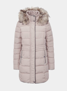 Béžový zimný kabát s umelým kožúškom VERO MODA Viennamy