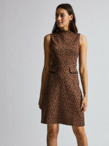 Hnedé púzdrové šaty s leopardím vzorom Dorothy Perkins