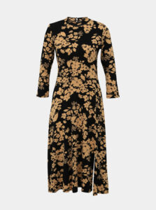 Béžovo-čierne kvetované šaty M&Co