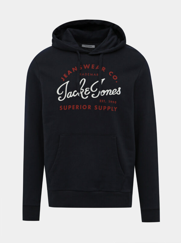 Tmavomodrá mikina s potlačou Jack & Jones Logo