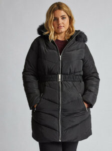 Čierny prešívaný zimný kabát Dorothy Perkins Curve