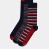 Sada troch párov vzorovaných ponožiek v tmavomodrej a červenej farbe Raging Bull