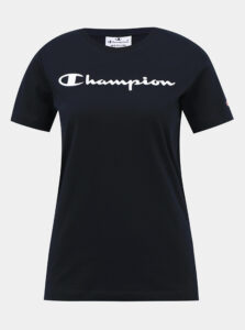 Tmavomodré dámske regular fit tričko s potlačou Champion