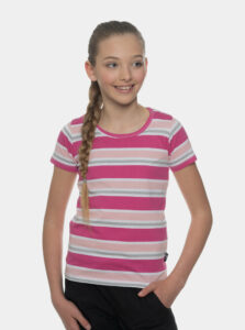 Rúžové dievčenské pruhované tričko SAM 73