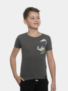 Tmavošedé chlapčenské tričko s vreckom SAM 73