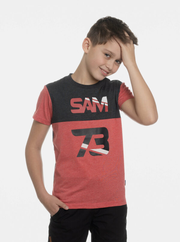 Červené chlapčenské tričko s potiskem SAM 73
