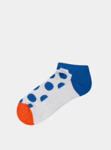 Modro-biele dámske členkové bodkované ponožky Happy Socks Athletic