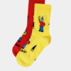 Detské vzorované ponožky v červenej a žltej farbe Fusakle Pat a Mat