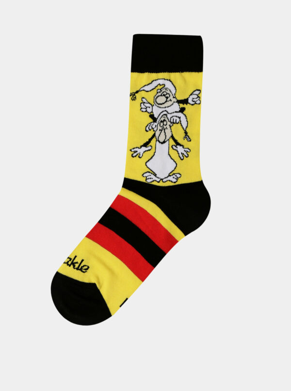 Žlté detské vzorované ponožky Fusakle Křemílek a Vochomůrka