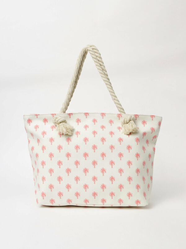 Ružovo-biela dámska vzorovaná plážová taška Haily´s Summer Vibes
