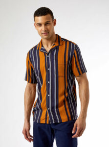 Modro-oranžová pruhovaná košeľa Burton Menswear London