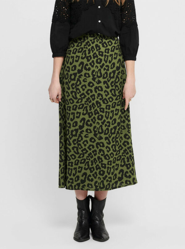 Zelená midi sukňa s leopardím vzorom Jacqueline de Yong Seda