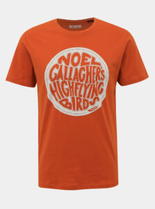 Oranžové tričko s potlačou Jack & Jones Noel