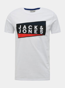 Biele tričko s potlačou Jack & Jones Shaun