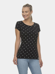 Čierne dámske bodkované tričko Ragwear Mint Dots