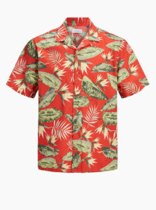 Červená vzorovaná košeľa Jack & Jones Tropical