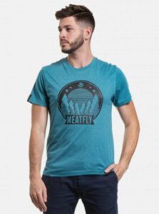 Modré pánske tričko s potlačou Meatfly Camping