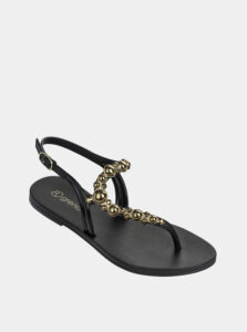 Čierne sandále s detailmi v zlatej farbe Grendha