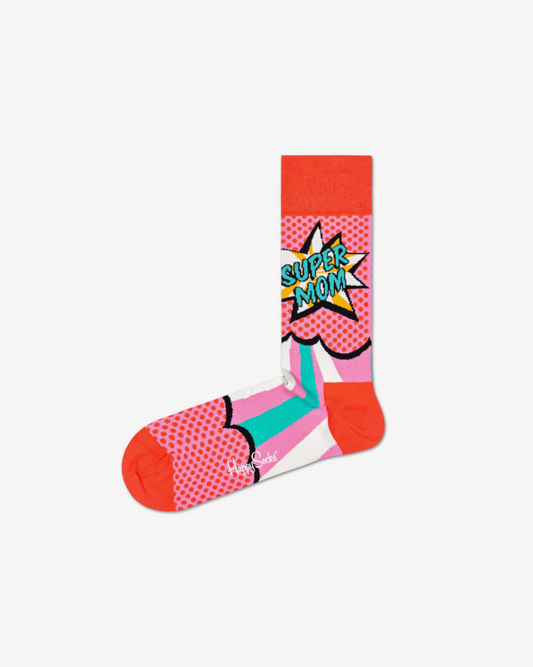 Happy Socks Super Mom Ponožky Červená Ružová