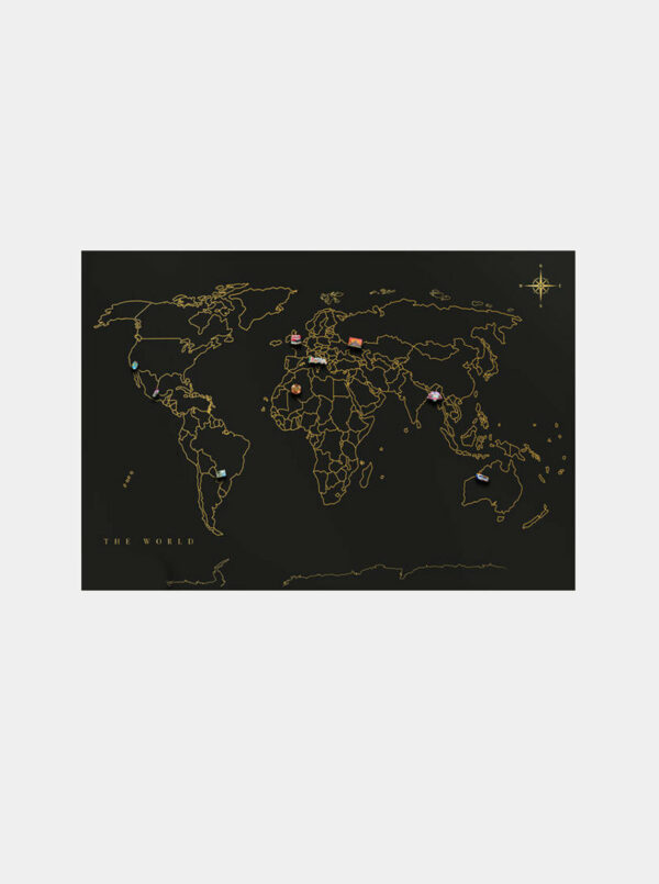 Čierna magnetická mapa sveta Gift Republic